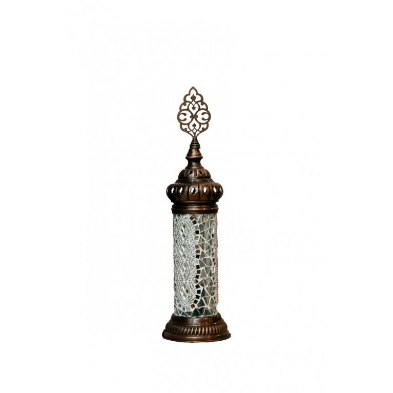 Table lamp-cylinder, white mosaic